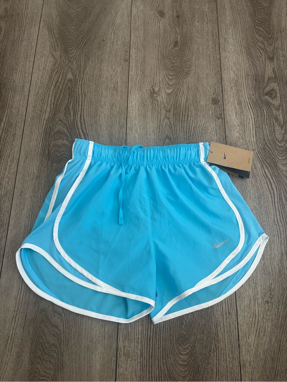 Nike Women's Light Blue Running Shorts with White Trim